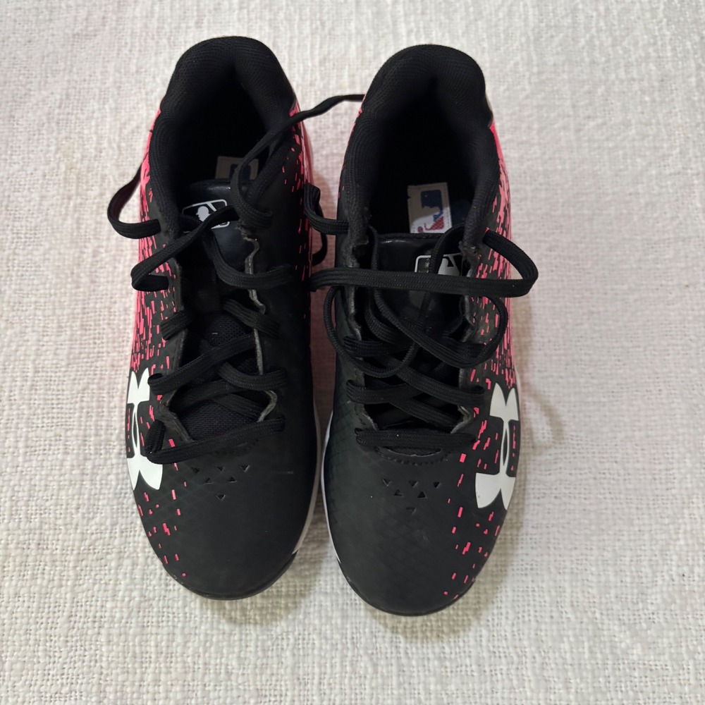 Under Armour Leadoff RM Kids Baseball Cleats Black Pink 1278754-064 Size 12K - Picture 6 of 7